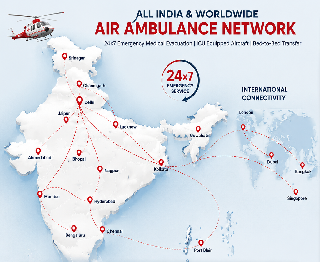 Air ambulance services network across India for medical evacuation